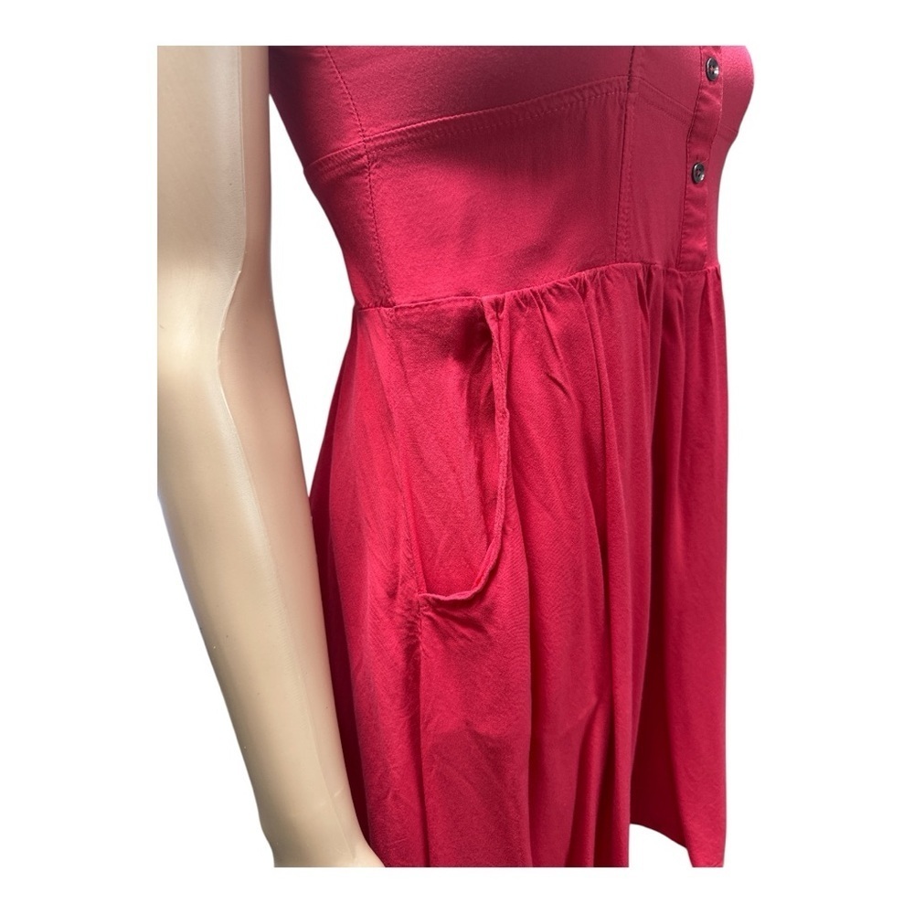 Express - EC - Red Faux Button-Front Dress Size Medium - Picture 3 of 3